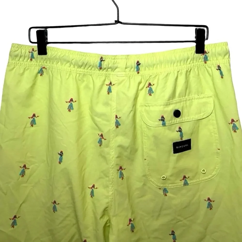 NWT Rip Curl Men’s Hula Breach Volley Trunks Yellow Size Large